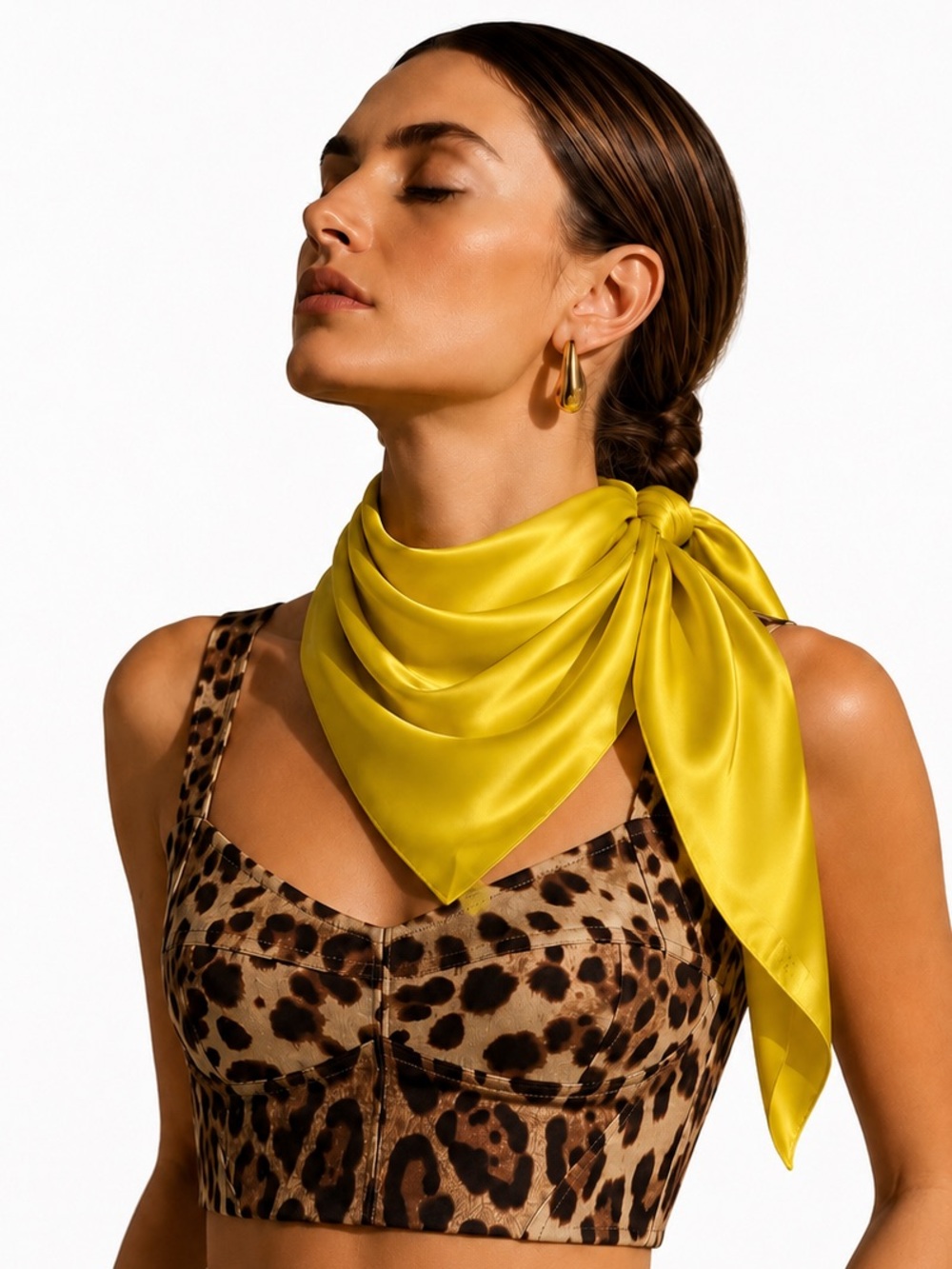 DOLCE & GABBANA Yellow Silk Scarf Foulard NWT